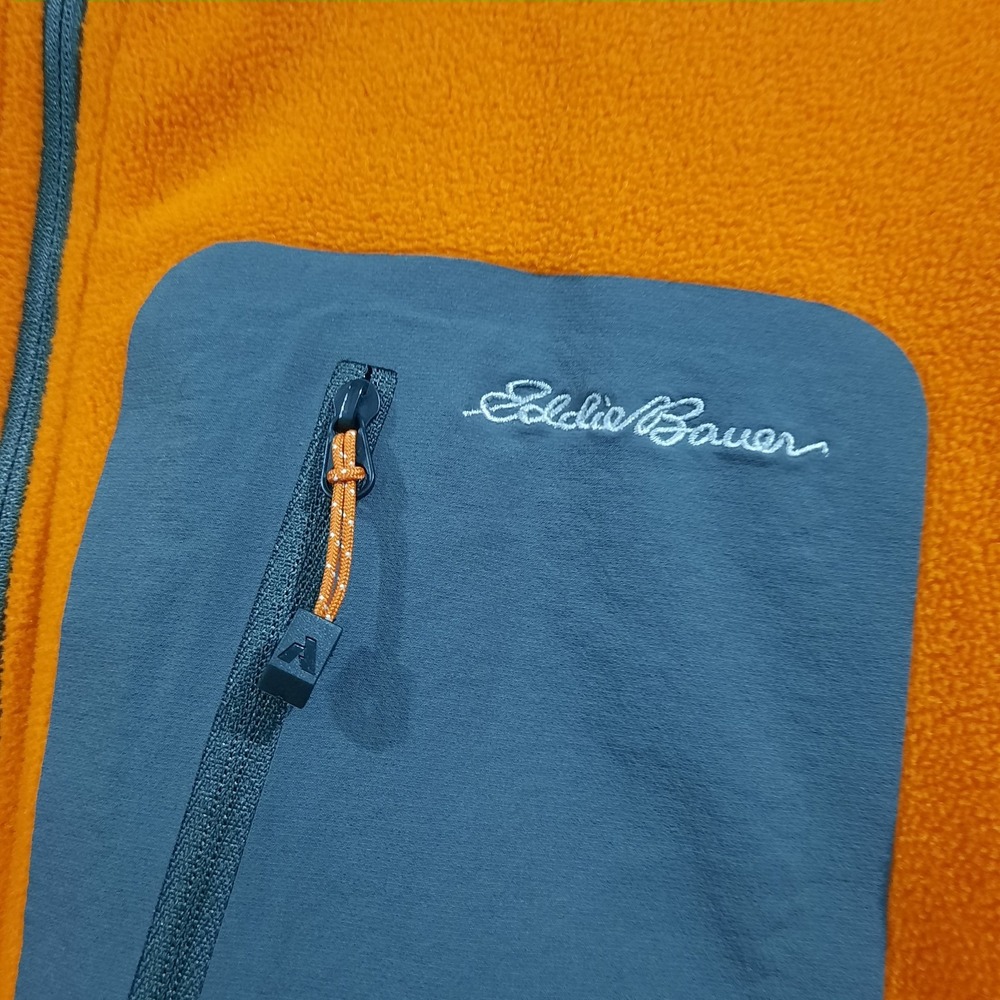 Eddie Bauer First Ascent Jacket Mens XL Orange Fleece Lightweight 1/4 Zip Hiking - Picture 4 of 10